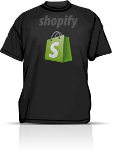 A black t-shirt with the shopify logo